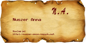 Nuszer Anna névjegykártya